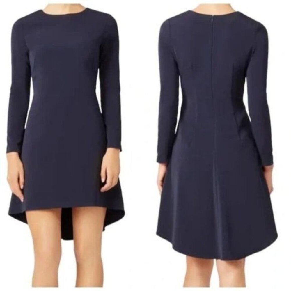 Nha Khanh Navy North Blue Scoop Neck Long Sleeve Dress